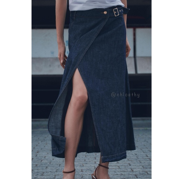 Zara Skirts Zara Linen Blend Denim Wrap Skirt Z975 Poshmark — free download